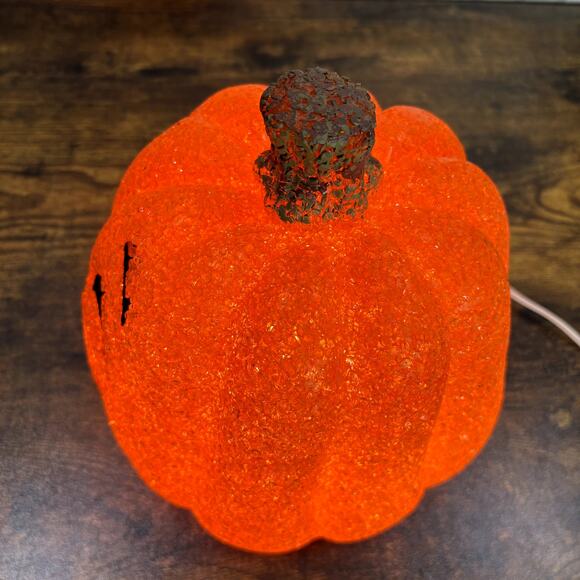 Jack O Lantern Pumpkin Melted Plastic Popcorn Light Up Vintage Halloween 8.5" - Picture 7 of 15